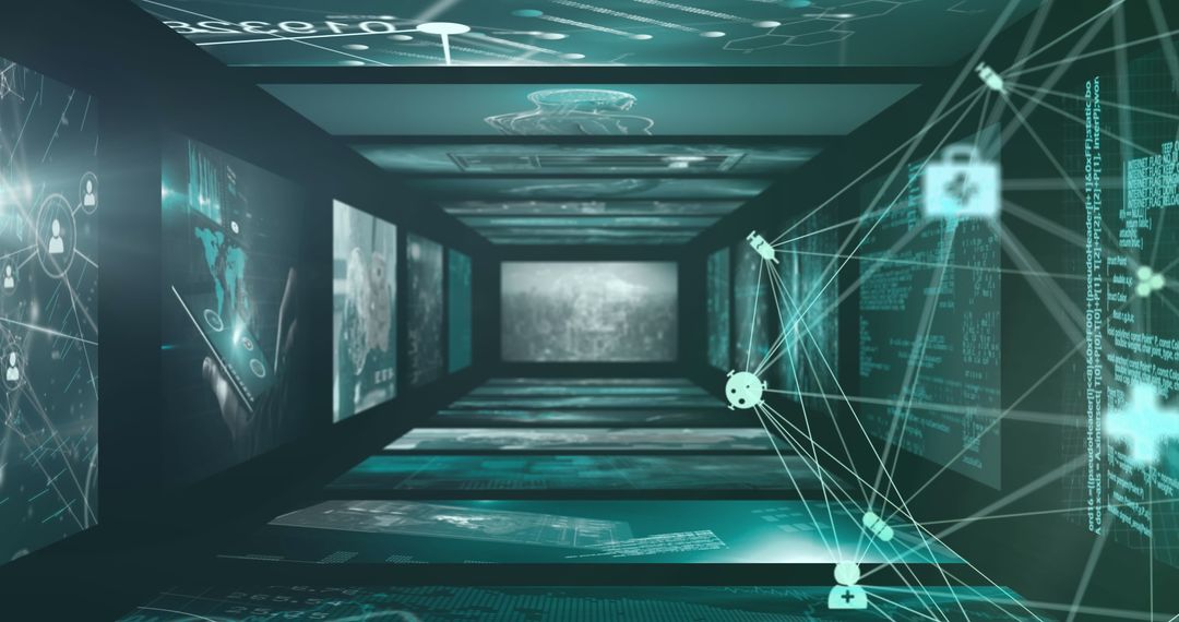 Futuristic Network Connections on Digital Interface Screens