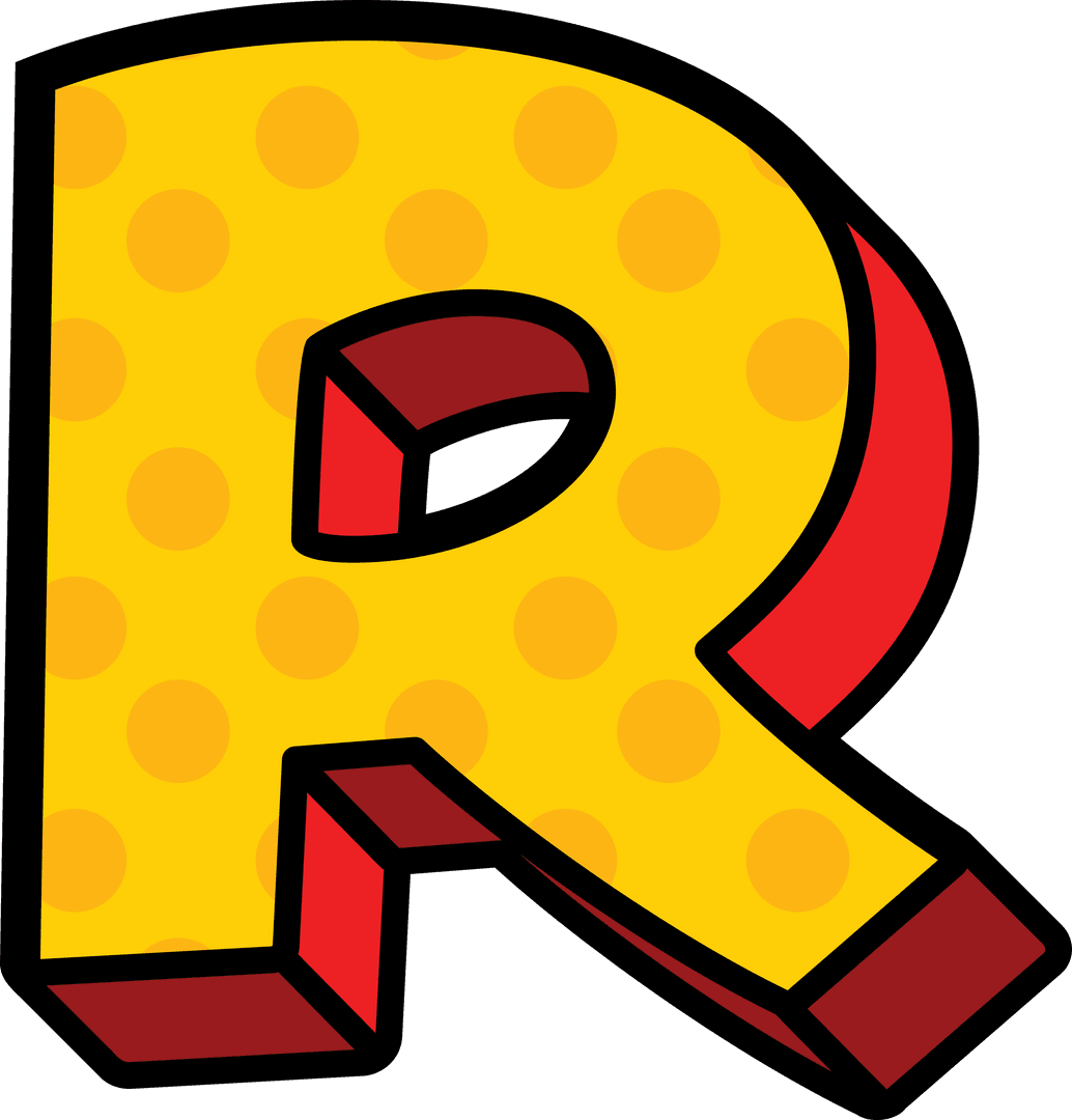 Playful 3D Letter R Illustration on Transparent Background