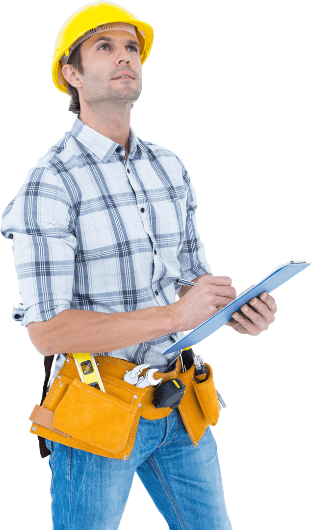 Transparent Architect Checking Notes in Hard Hat - Download Free Stock Images Pikwizard.com