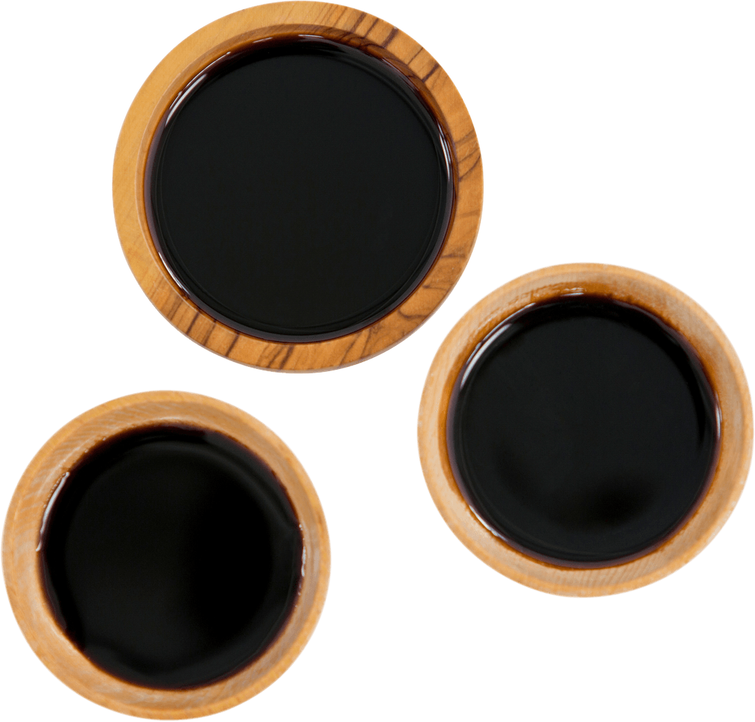 Top View of Transparent Containers with Soya Sauce