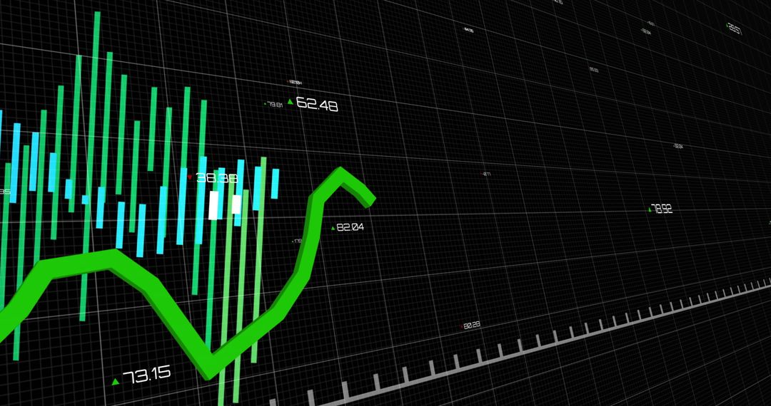 Digital Stock Market Data with Upward Trend Graph