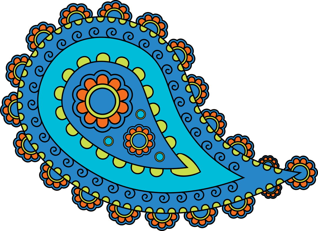 Colorful Paisley Design on Transparent Background Vector