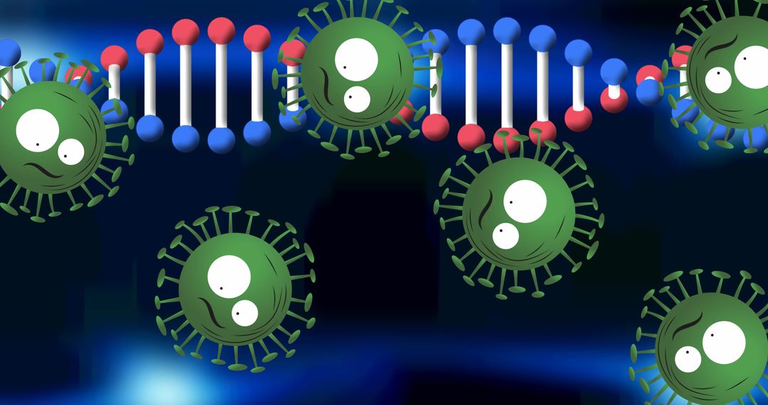 Digital Art of Virus Cells and DNA Strand