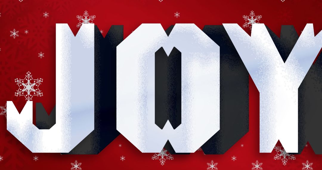 Christmas Joy Text with Falling Snowflake Design