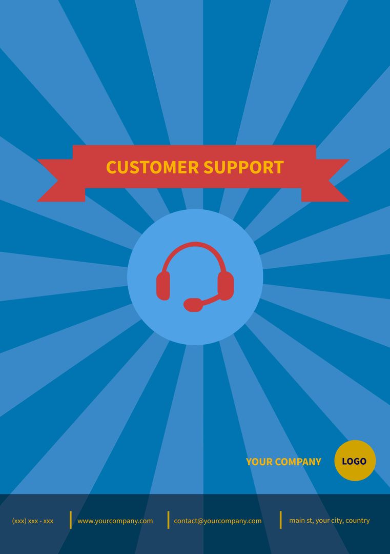 Customer Support Service Advertising Poster with Headset Graphic - Download Free Stock Templates Pikwizard.com