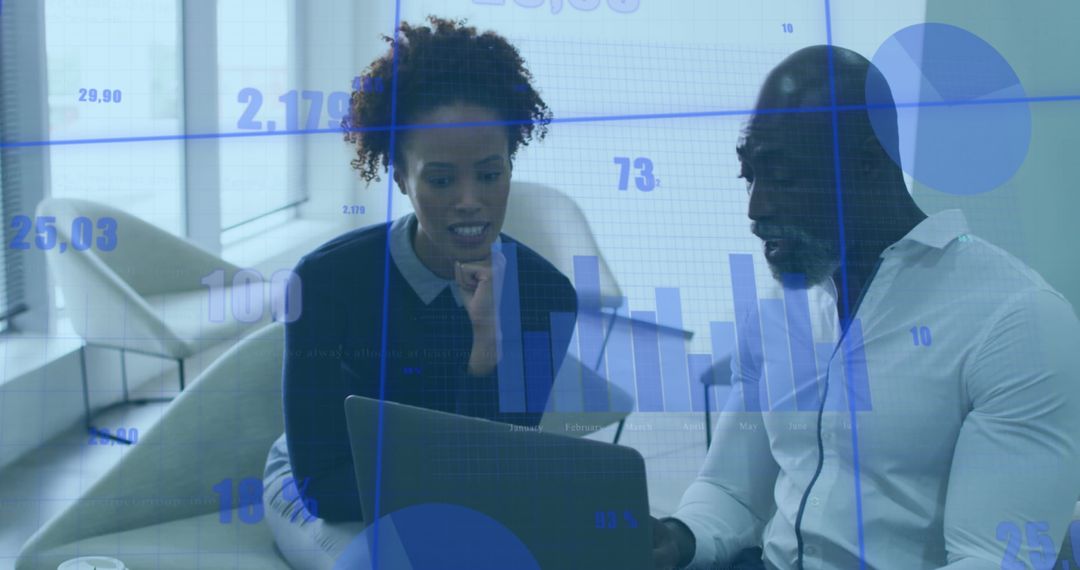 Innovative Business Meeting with Data Analysis Technology