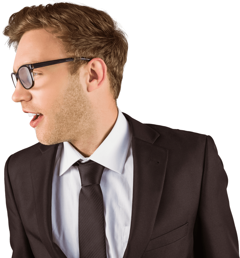 Transparent Image of Businessman Looking Away with Confidence