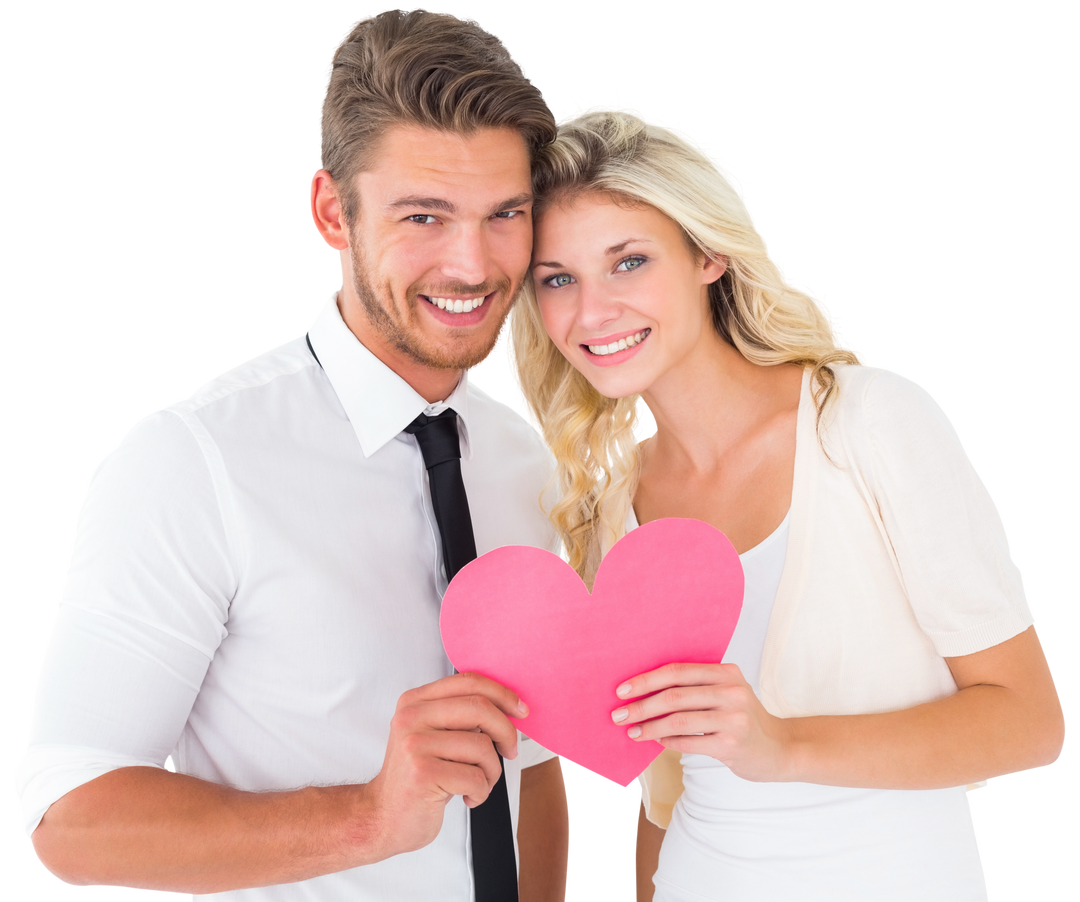 Romantic Attractive Young Couple Holding Pink Heart Isolated Transparent Background - Download Free Stock Images Pikwizard.com