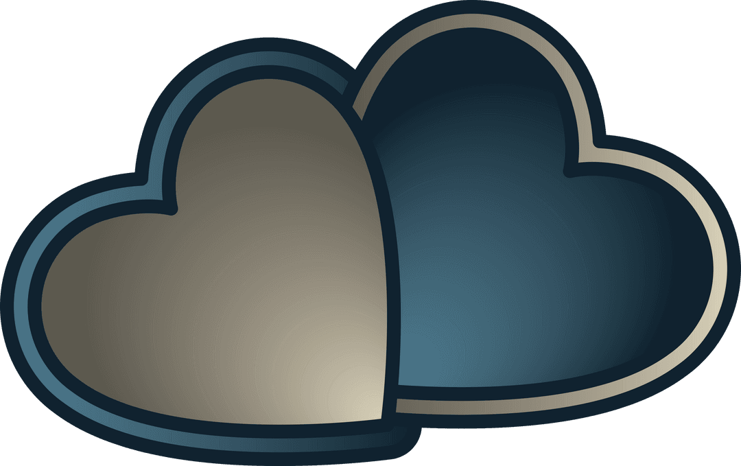 Abstract Overlapping Heart Shapes Icon with Transparent Background