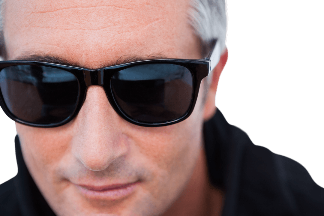 Confident Caucasian Man in Sunglasses on Transparent Background