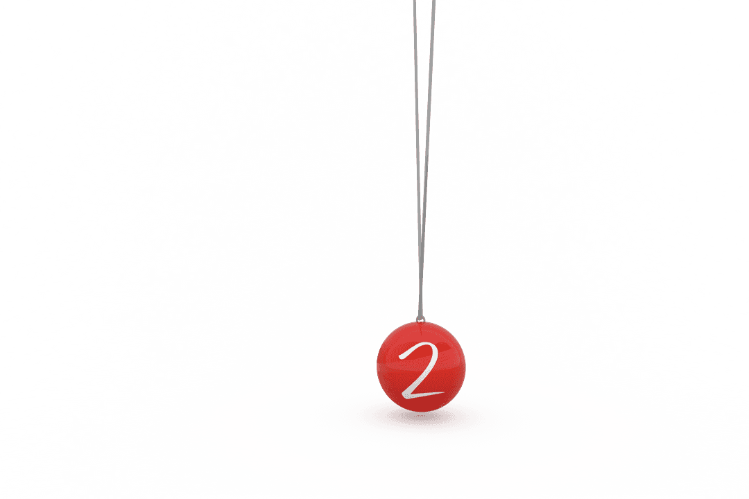 Digital Number 2 on Red Disc Transparent Background