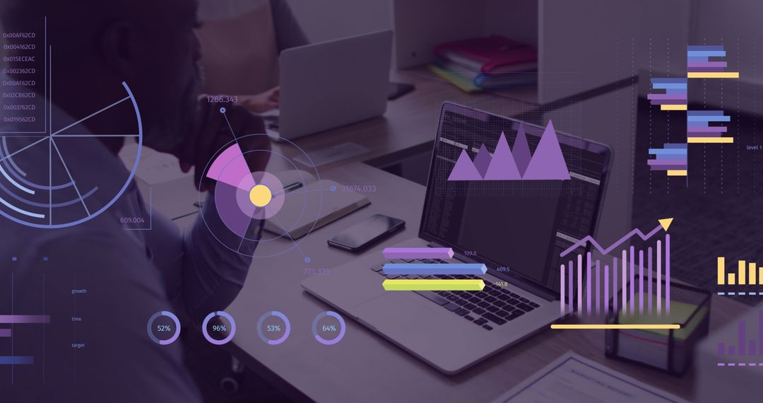 Businessman Analyzing Financial Metrics on Laptop