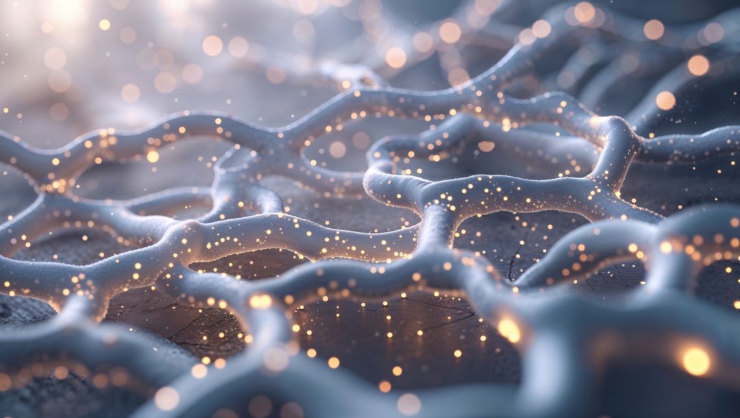 Futuristic Glowing Digital Network of Tubular Structures