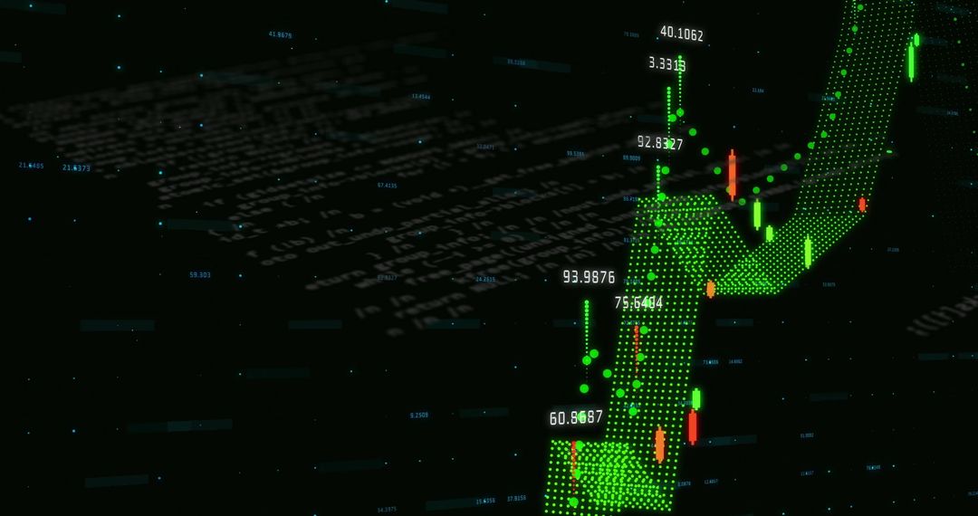 Futuristic Digital Trading Dashboard with Rising Arrow