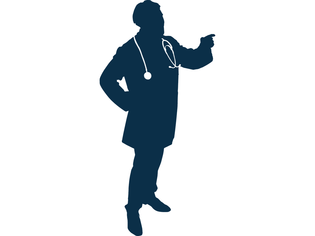 Silhouette of Male Doctor with Stethoscope on Transparent Background