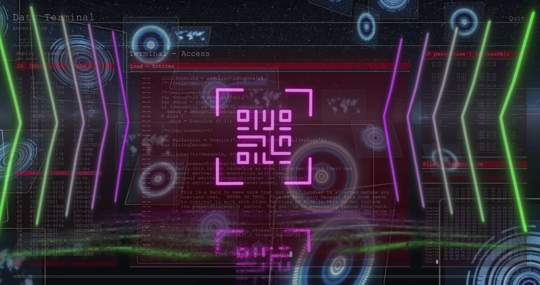 Enhanced QR Code Over Futuristic Data Processing Interface