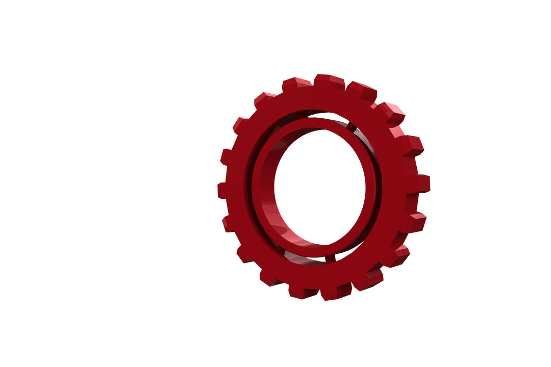 Transparent Red Gear on White Background Illustration