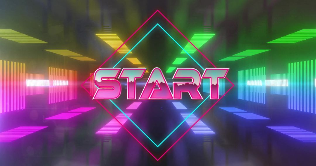 Colorful Neon Start Text in a Digital Interface