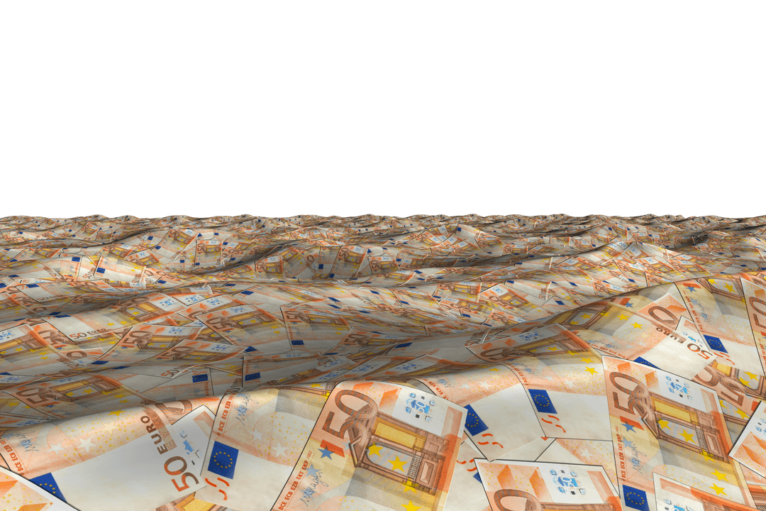 Sea of Euro Banknotes on Transparent Background for Financial Concepts