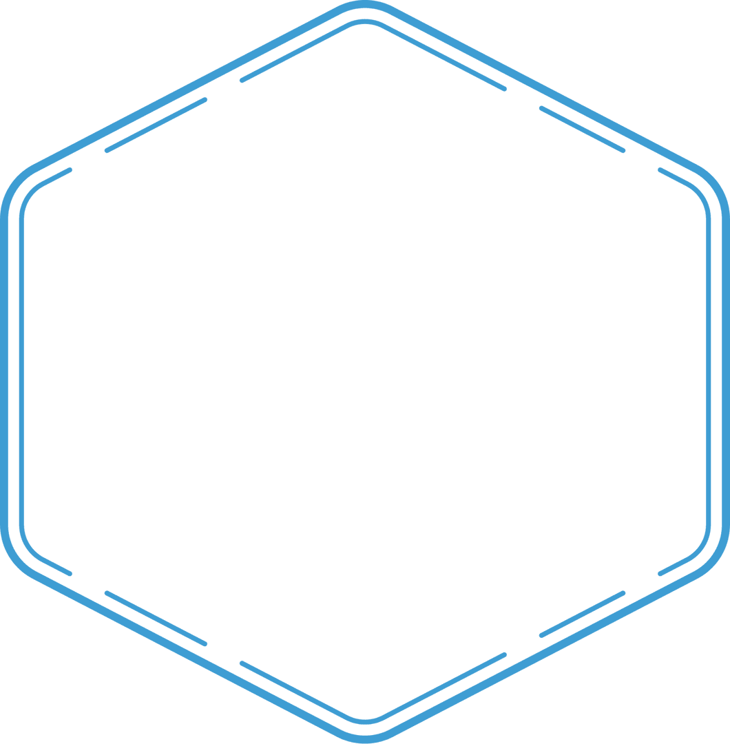 Minimalist Blue Hexagon Outline on Transparent Background