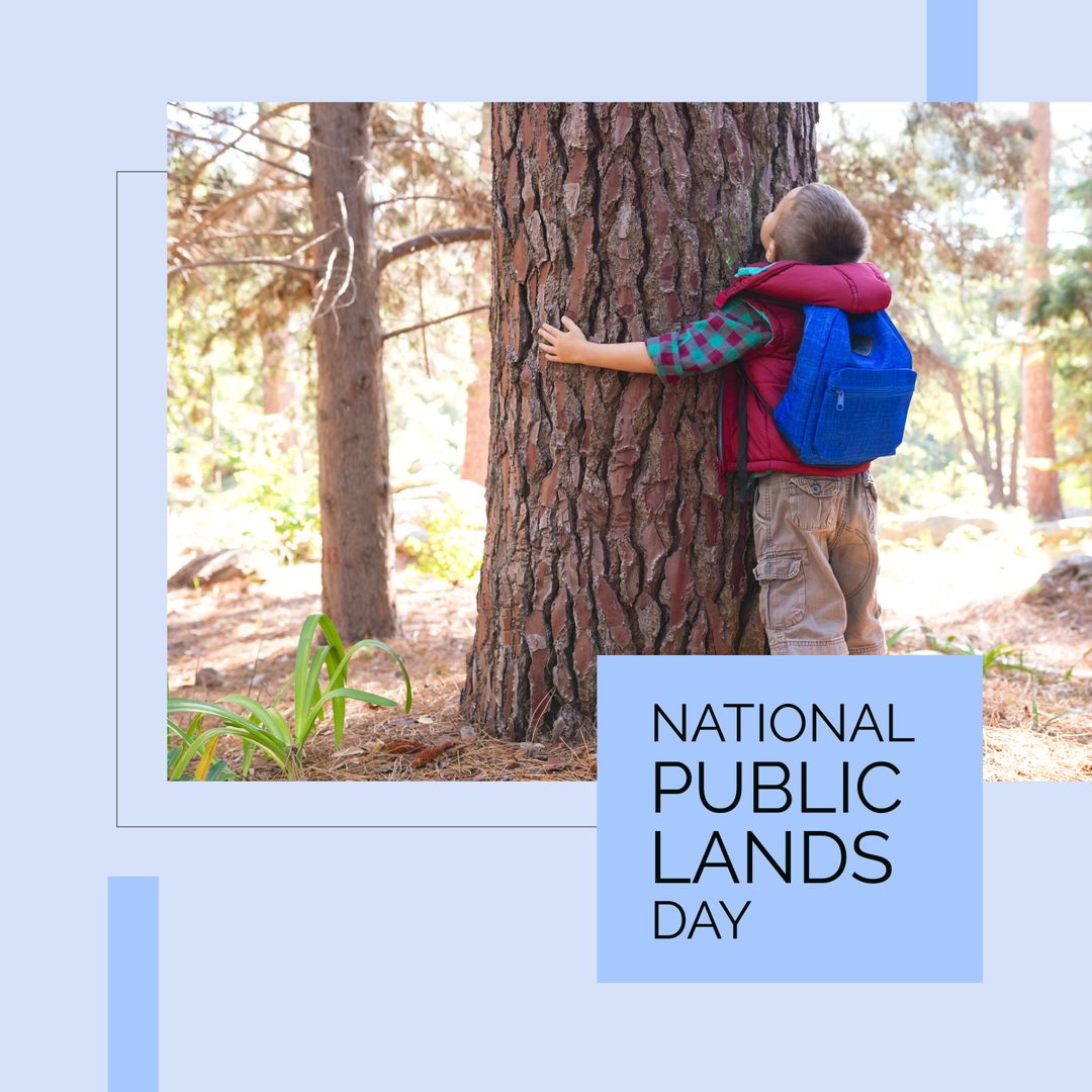 Child Embracing Tree Celebrating National Public Lands Day