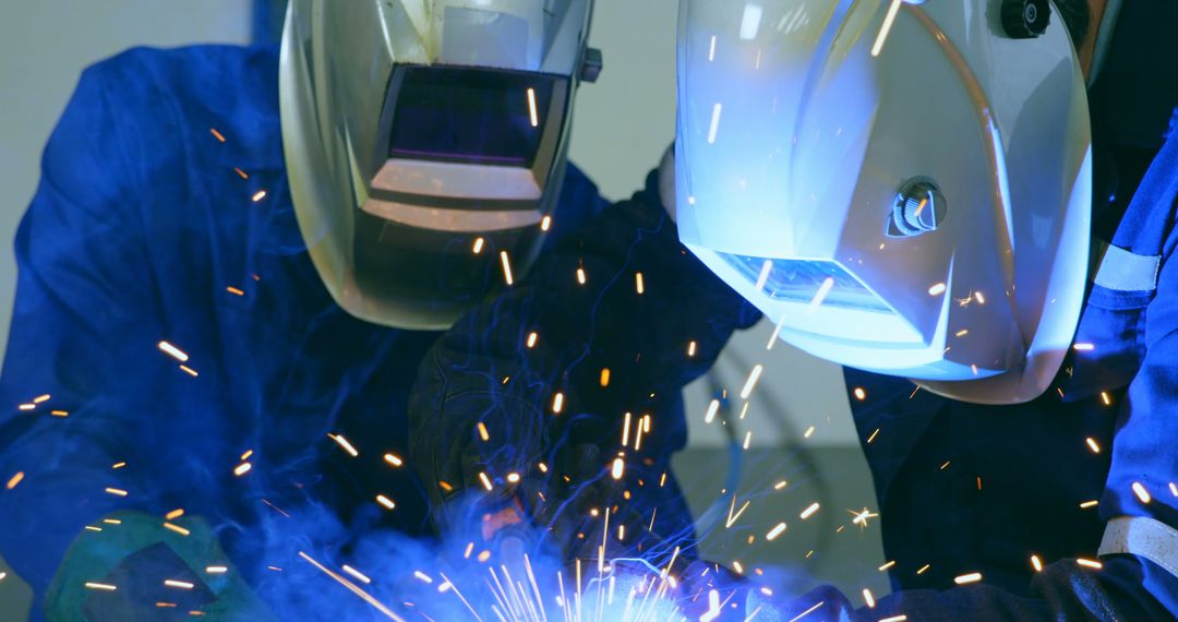 Industrial Workers Welding Metal with Protective Gear - Free Images, Stock Photos and Pictures on Pikwizard.com