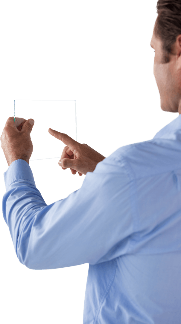 Transparent Glass Interface and Modern Businessman Concept