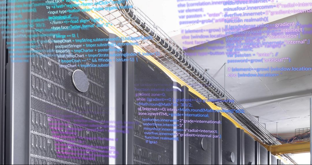 Digital Data Processing Over Computer Servers illustrating Technology Network