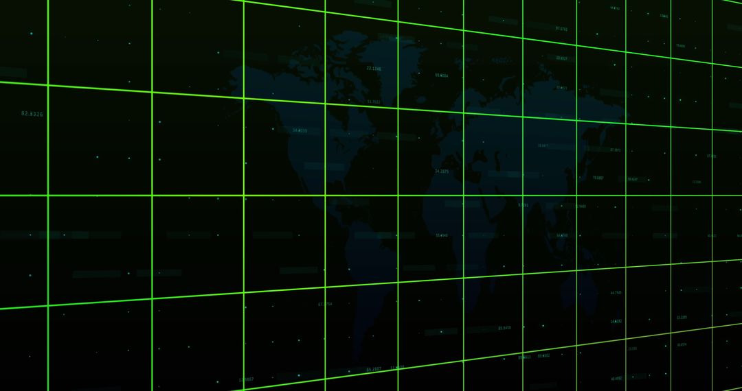 Digital Financial Data Grid Over World Map Background