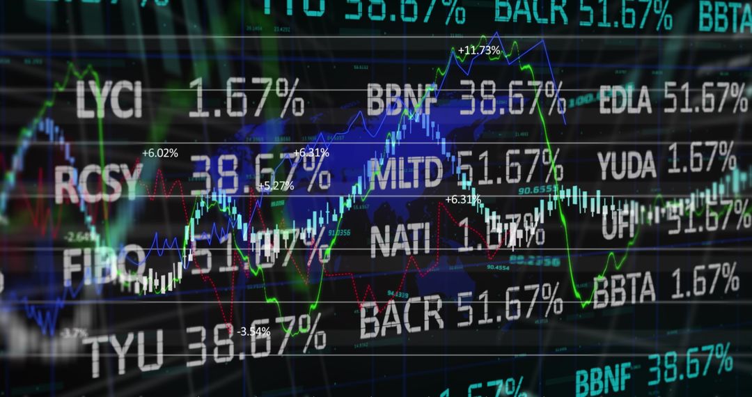 Global Financial Data With Blue World Map Overlay