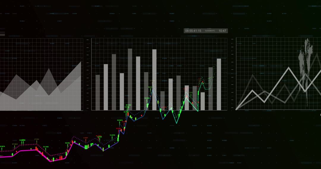 Digital Data Visualization with Graph Charts on Dark Background - Free Images, Stock Photos and Pictures on Pikwizard.com