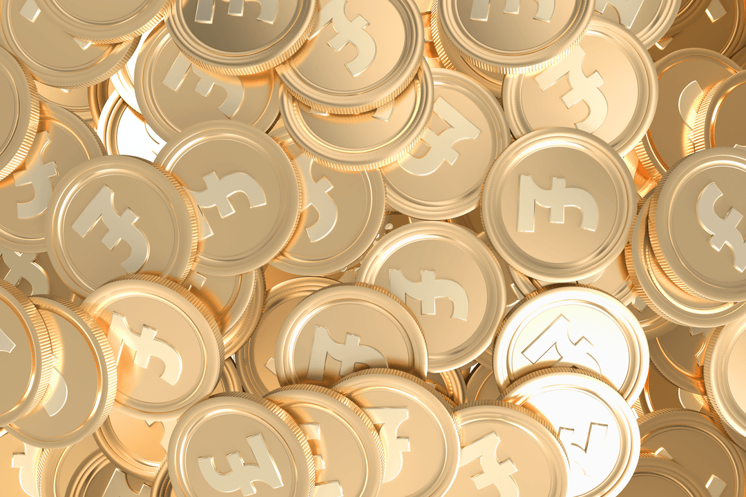 Digital Gold Coins on Transparent Background for Finance