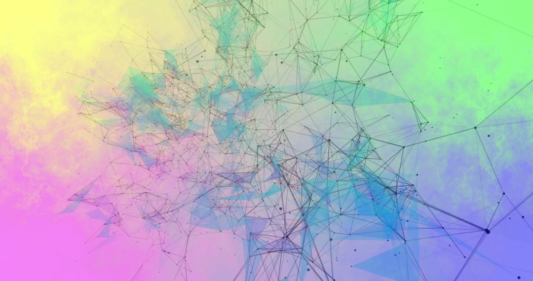 Abstract Geometric Network Over Colorful Gradient Background