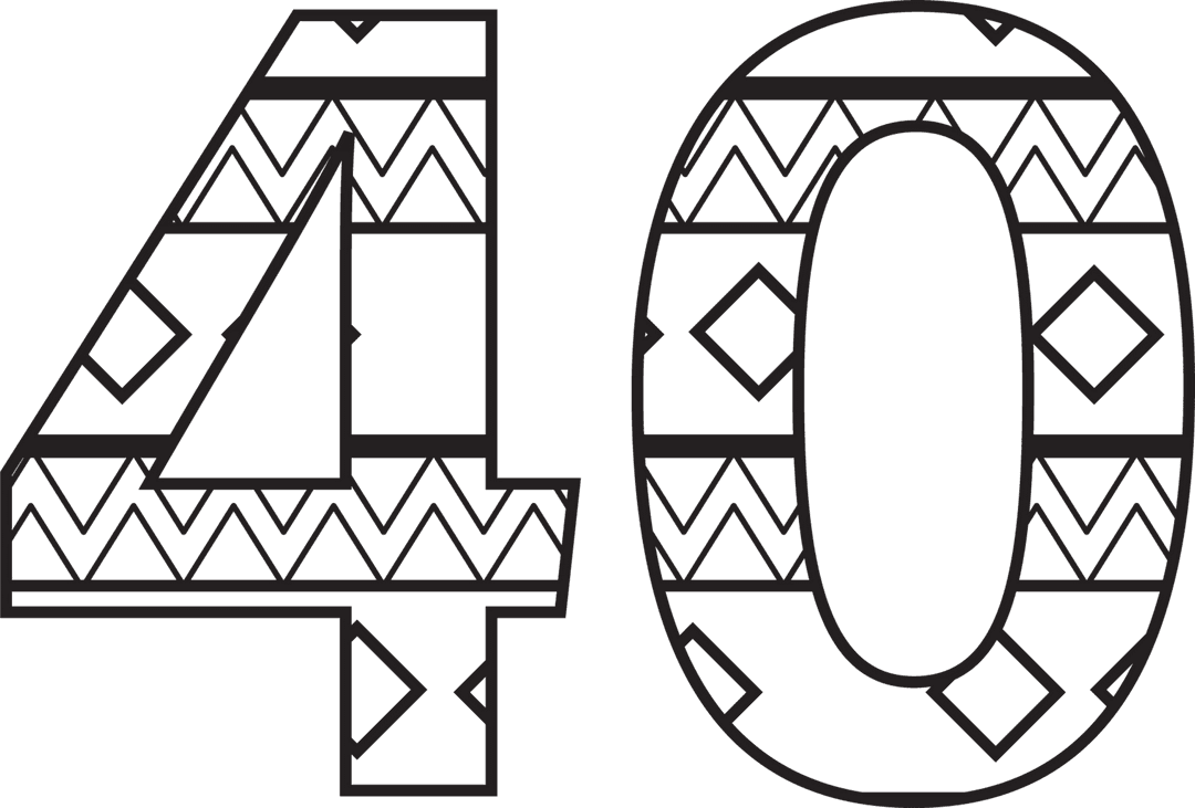 Black Patterned Number 40 on Transparent Background - Download Free Stock Images Pikwizard.com
