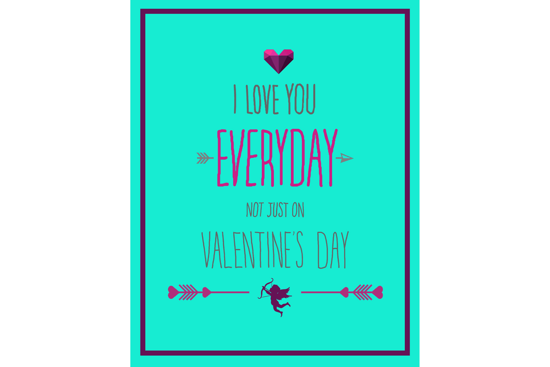 Romantic Love Quote with Cupid on Transparent Background