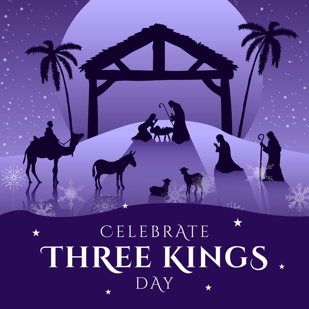 Three Kings Day Nativity Silhouette Celebration Scene