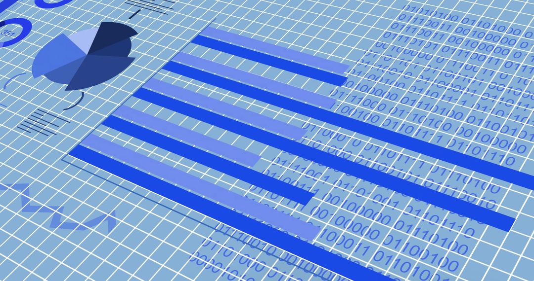Futuristic Data Visualization on Blue Grid Background
