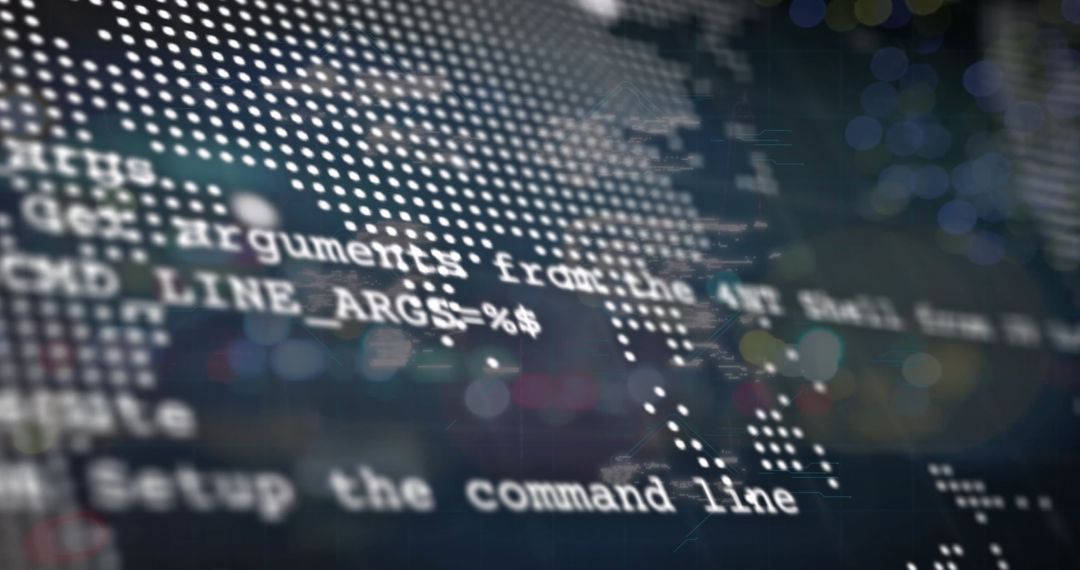 Modern Data Interface with Digital World Map and Code Display