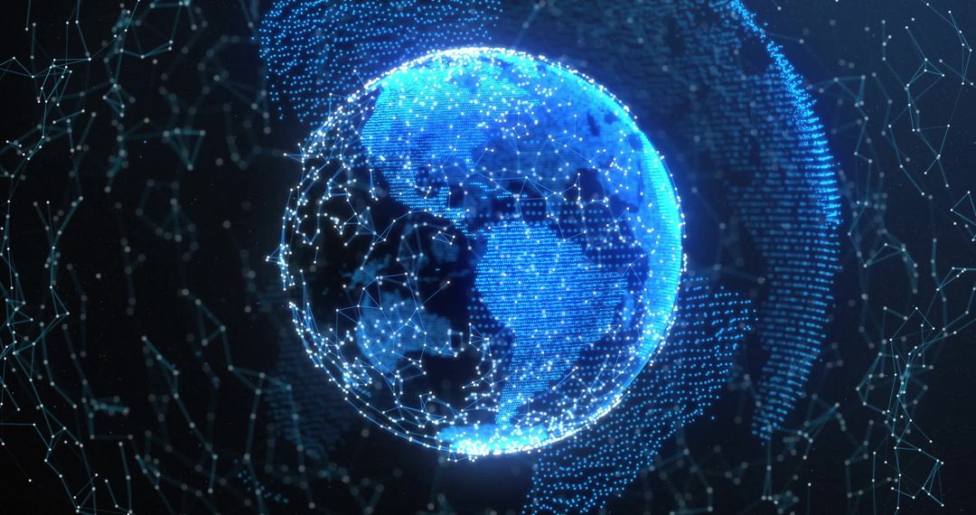 Digital Globe Network Connections on Black Background