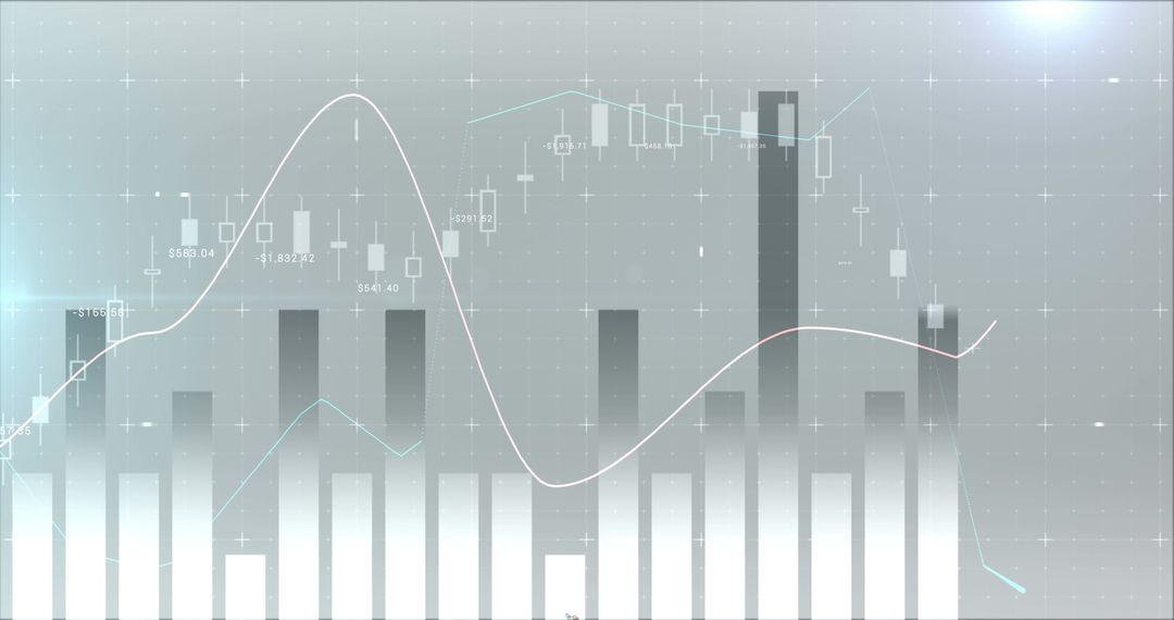 Abstract Financial Market Analysis with Candlestick and Bar Charts