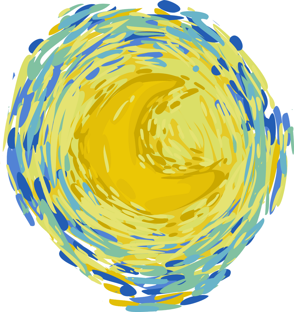 Vibrant Abstract Swirl with Dynamic Motion in Flat Retro Style on Transparent