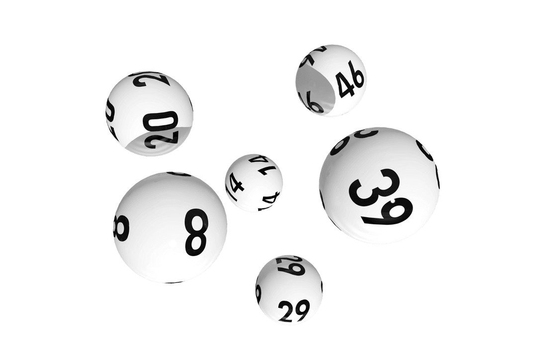 Transparent 3D Lottery Bingo Balls with Numbers Floating