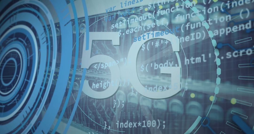 5G Network Concept with Data Streams and Technological Background