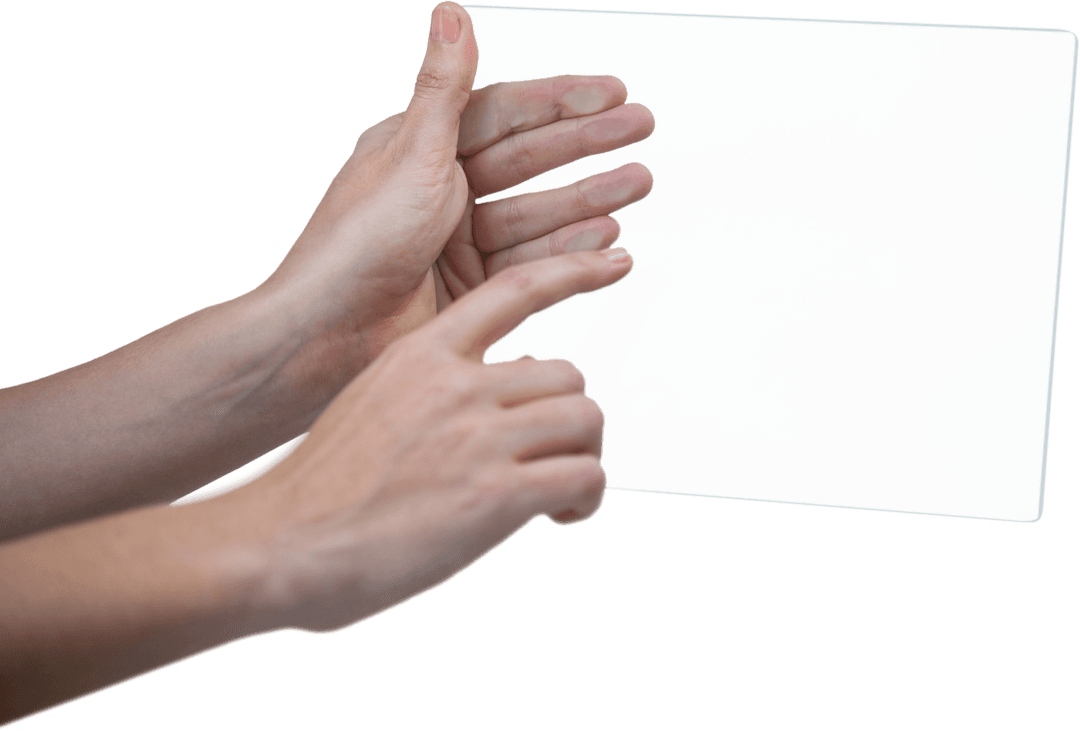 hands interacting with transparent screen interface on white background - Download Free Stock Images Pikwizard.com