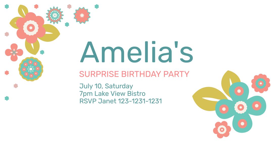 Floral Invitation Template for Birthday and Spring Events - Download Free Stock Templates Pikwizard.com