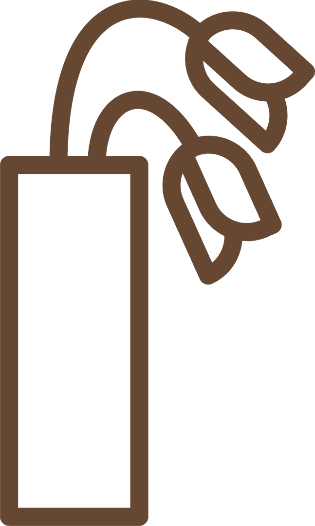 Minimalist Vase with Drooping Leaves on Transparent Background