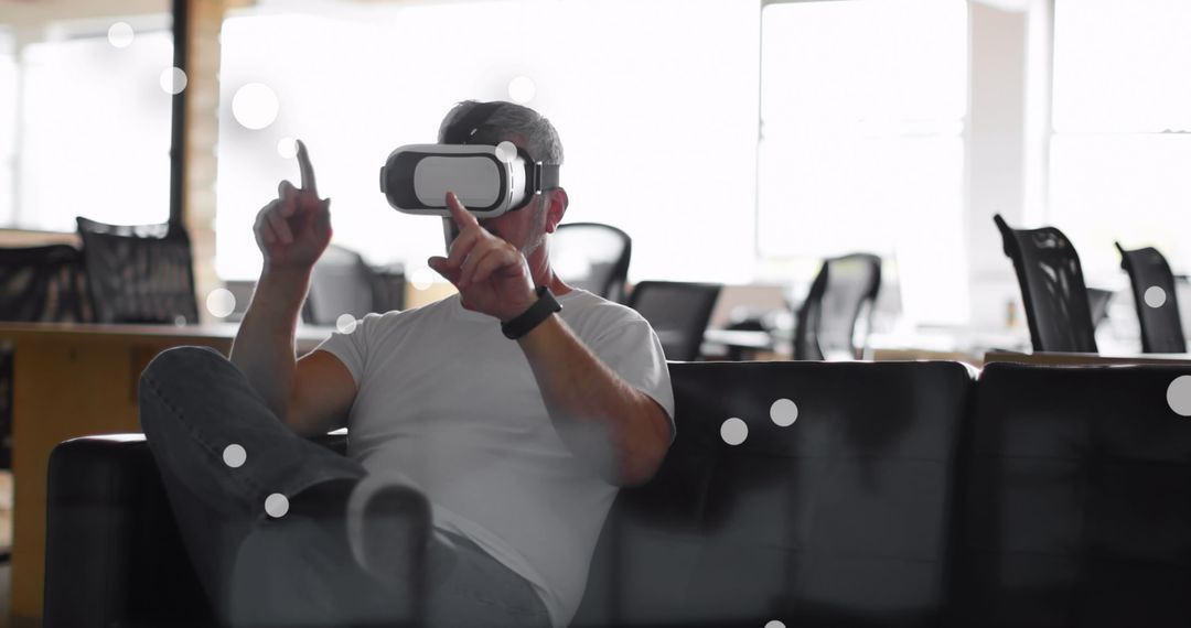 Businessman Experiencing Virtual Reality in Modern Office
