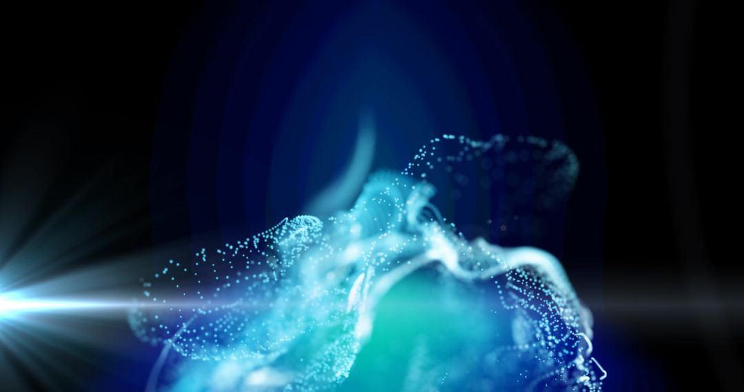 Abstract Glowing Blue Particle Cloud on Dark Background
