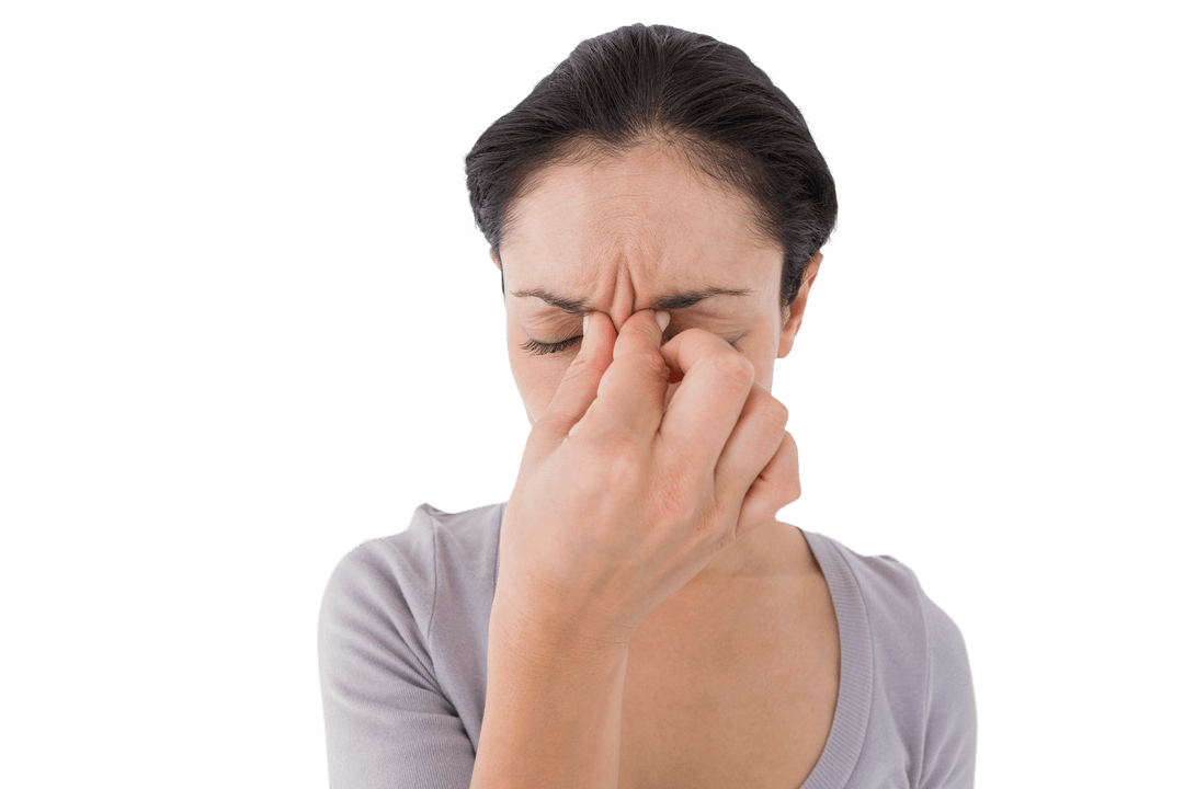 Caucasian Woman Relieving Headache, Transparency Effect