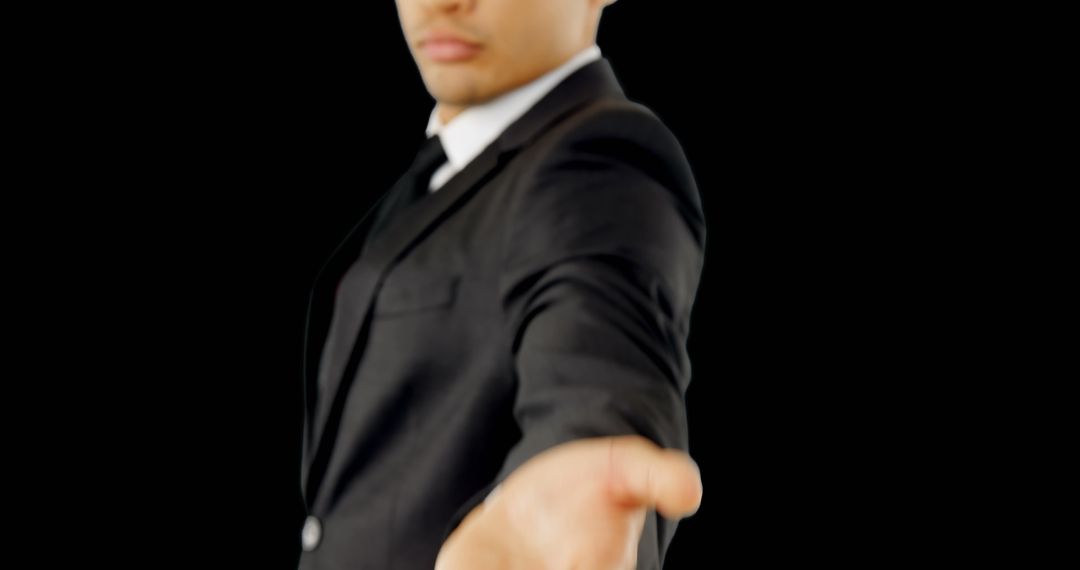 Businessman Reaching Out With Open Hand Silhouette